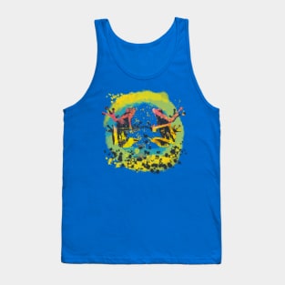 Artistic Painterly Mirror Abstract Frogs Tank Top